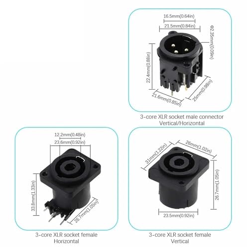 Conector Hembra XLR de 3 Pines chasis marron para panel de mezclador de audio 3