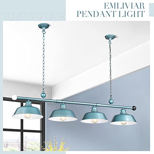 Emliviar Industrial 54" Billiard Light With Metal Shade, 4-Light Vintage Ceiling Pendant Light For Pool Table Kitchen Island Game Room, Green Finish, Ye260-4Lp Ge #TOP1
