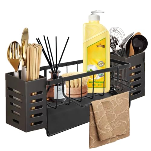 BonTiady spülbecken organizer, küchen organizer spüle, mit selbstablaufendem Ablagefach, mit...