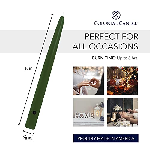 Image of Colonial Candle Unscented Taper Candle, Handipt Collection, Evergreen, 10 in, Pack of 12 - Up to 8 Hours Burn
