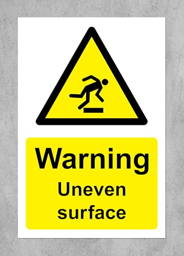 Warning uneven surface Safety sign - 1.2mm Rigid plastic 200mm x 150mm