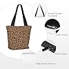 Leopard Print Tote Bag for Women - Lightweight Reusable Canvas Tote Bag with Zipper,Hand Strap Cotton Tote Bags Bulk for Grocery Bags,Shopping Bags #3