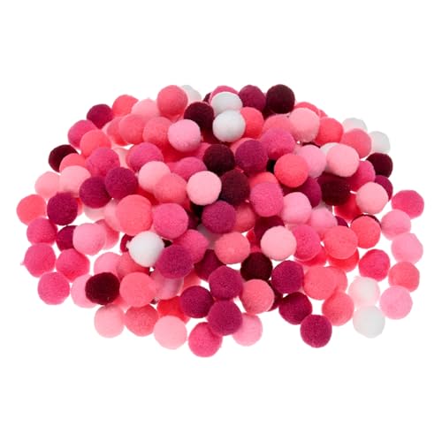 M METERXITY 200-Pack Pom Poms for Craft, 0.59" (15mm) Polyester Rose Red Series Soft and Fluffy Pompom for Arts Craft Making/Decorations/DIY Projects, Multicolor Pompoms Balls