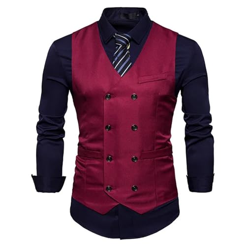 Men's Double Breasted Sleeveless Suit Waistcoat – Casual Slim Fit Blazer Vest Plus Size2