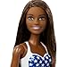 Barbie Doll with Beach Theme in American Flag Stars and Stripes Swimsuit, Brunette