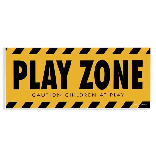 Play Zone Caution Sign Kids, 7 x 17 Inch Mounted Print on Wall Plaque