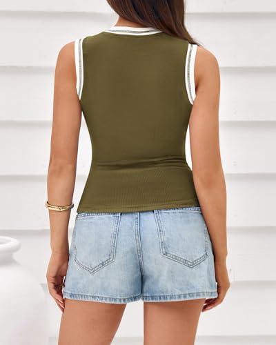 Image of BTFBM High Neck Tank Top for Women Sleeveless Ribbed Y2k Clothes Basic Shirts Going Out Outfits Spring Summer Tops 2026
