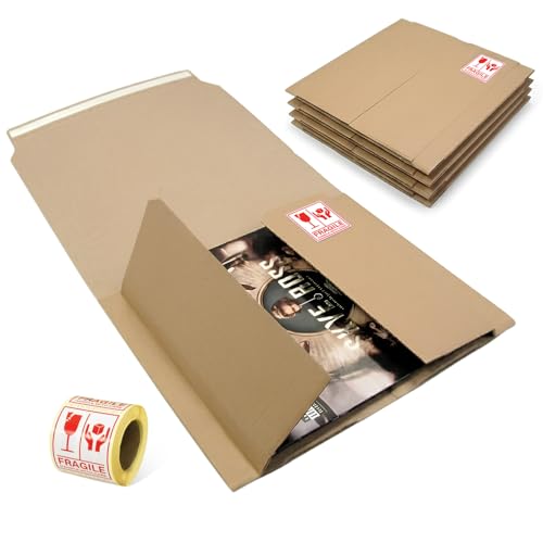 12 Inch Vinyl Record Mailers Postage Packaging LP Cardboard Secure 12 Mailer Strong & Protective Shipping Boxes (5)