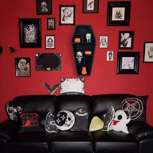 Support de maquillage de cercueil en bois avec étagères murales