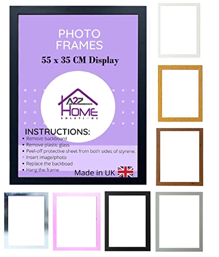 A2Z Home Solutions® Style In 55x35 cm Picture Frame Landscape & Portrait Picture Poster Photo Frame Plexi (Non-Glass) Wall Mount MDF Fitted Quality Backing (Black)