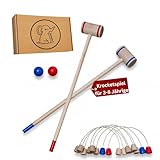 Eli® Krocket Spiel für Kinder inkl Schläger - Ziele und Bälle aus Holz - Crocket Set für Indoor und Outdoor - Spielzeug ab 3 Jahre - Holzspielzeug