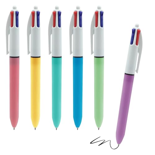 Multicoloured Pens all in one 6pcs ,Retractable 4 Colour Pens All In One (Black/Red/Blue/Green) ,1.0mm Fine Tip For Smooth Writing,Multi Colour Pen,for students, teachers, artists, designers, etc.