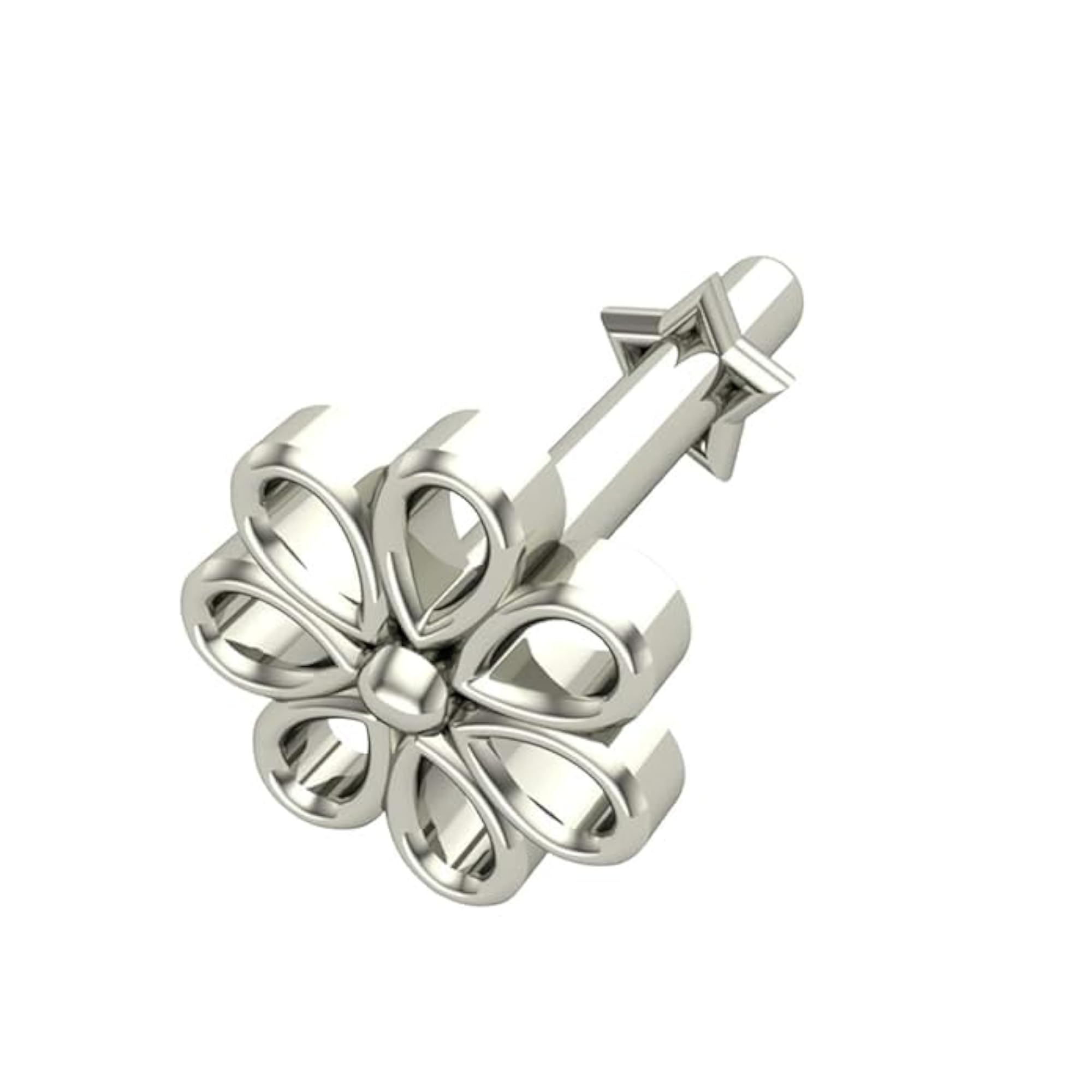 Women's 14K White Gold Nose Pin, Elegant Gift