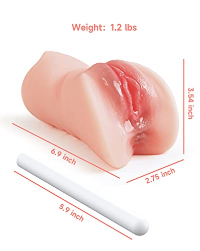 Image of 3 in 1 Pocket Pussy Male Masturbator, Sex Doll with 3D Textured Vagina & Tight Anus & Drying Stick, Adult Sex Toy Male Blowjob Stroker with Real Mouth Tongue for Man Masturbation (Fair Skin)