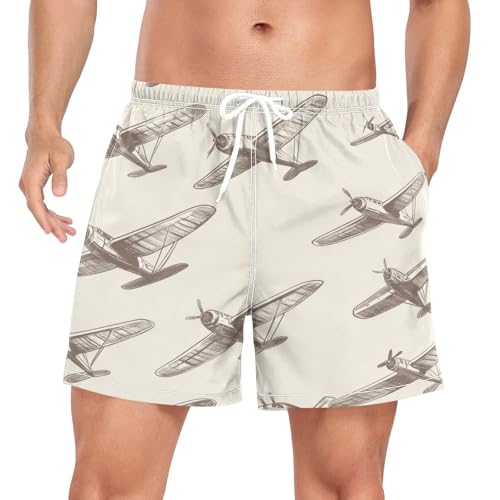 Aircrafts Men's Swim Trunks with Liner Quick Dry Beach Shorts Swimwear Bathing Suit S-XXL