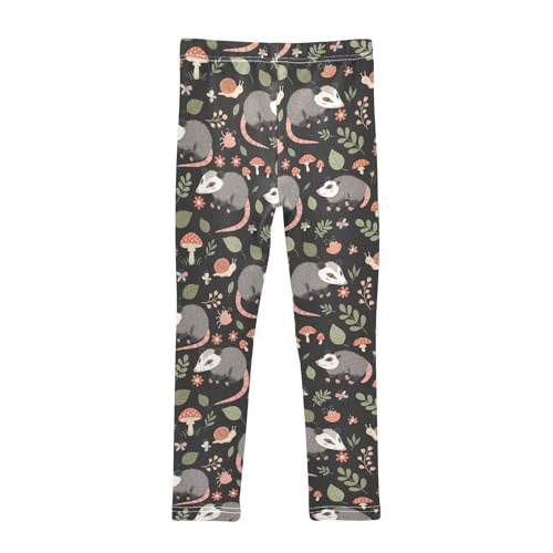 Girls Leggings Size 4T Opossum Mushroom Black Breathable Soft Tights Girl Yoga Pants for Workout Dance2
