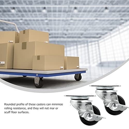 TEHAUX 2 Pcs Placa Giratória Caster Rodas Com Travamento Rodízios de Cadeira de Escritório 4- Buraco