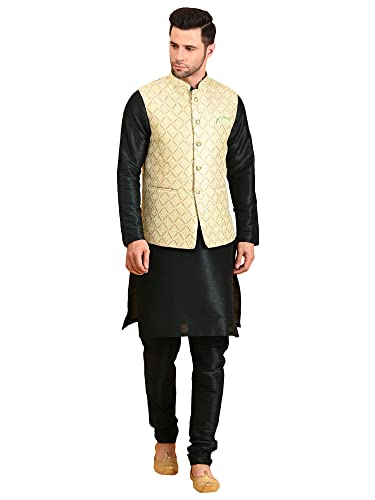 Image of Uri and MacKenzie Men's Silk Blend Kurta Pajama with Designer Ethnic Nehru Jacket /Modi Jacket