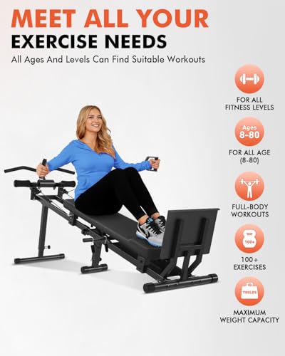 GMWD Total Home Gym, Multi-Functional Workout Machine with Total Over 100 Exercises, 700LBS Body Weight Resistance Training Equipment with Weight Holder(Total Gym Only)