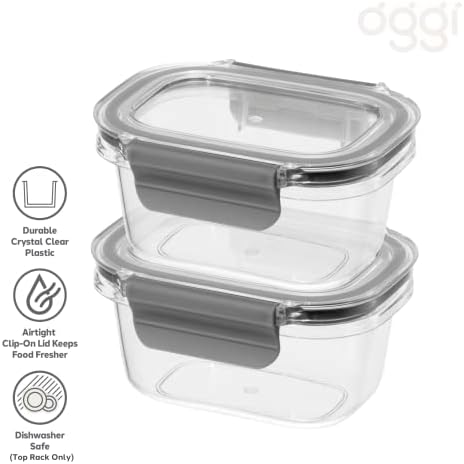 Oggi Clarity Leak-Proof Airtight Food Storage Containers - Set of 2, Ultra clear, BPA free, Sealable Container with Lid, Ideal Kitchen Organization, Perfect Meal Prep Containers. 12oz/350ml - Thumbnail 5