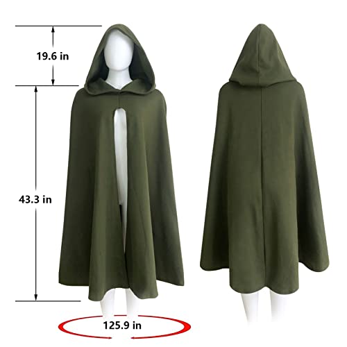 Jpxh Renaissance Hooded Cape Witch Cloak With Hood Medieval Hobbit Halloween Costume-Green thumb #4