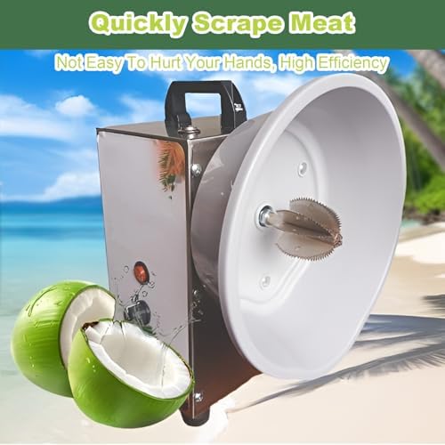 Electric Coconut Scraper & Grater - Commercial Coconut Meat Removal Machine, 3 Adjustable Speeds, Fast & Efficient Coconut Processing Tool for Home & Restaurant Use