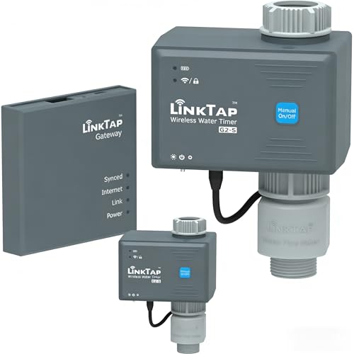 linktap g2s computer per irrigazione intelligente con gateway, app italiana, riconosce le condizioni meteo, portata maggiore del wifi, rilevamento errori e notifiche, ip66, batteria 2 anni