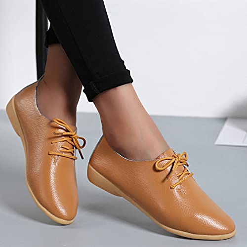 CsgrFagr Fashion Womens Breathable Lace Up Shoes Flats Casual Shoes Wall Shoes (Brown, 6.5)4