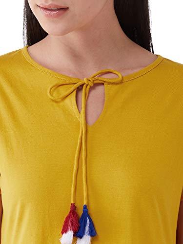 Image of Miss Chase Women's Maroon Round Neck Short Sleeve Solid Comfortable Regular Length Dress with Pockets