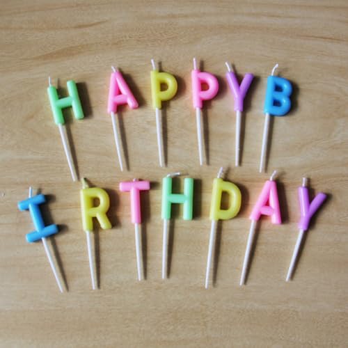 Image of Wanna Party Neon Multicolor Happy Birthday Candle for Cake (Neon Pastel)