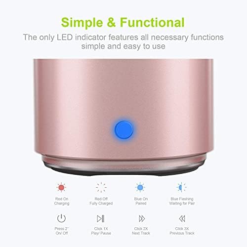 EWA A106 Bluetooth Speaker, Mini Portable Wireless Speaker, HD Sound and Enhanced Bass, with Eva Hard Travel Case and Carabiner (RoseGold)
