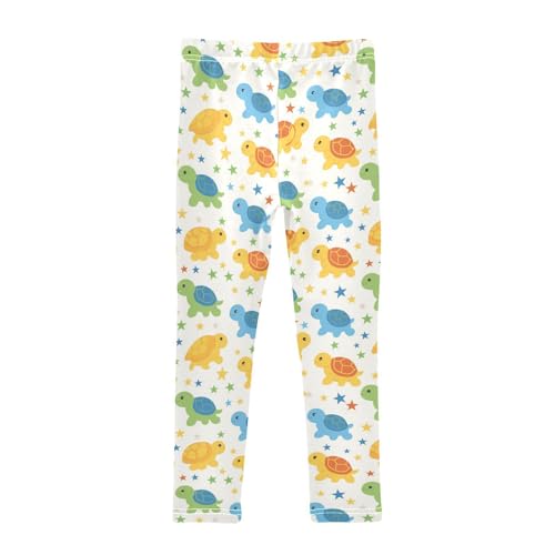Cute Turtles Girls' Leggings Toddler Doodles Colorful Stars Kids Yoga Pants Dance Active Tights 4T2