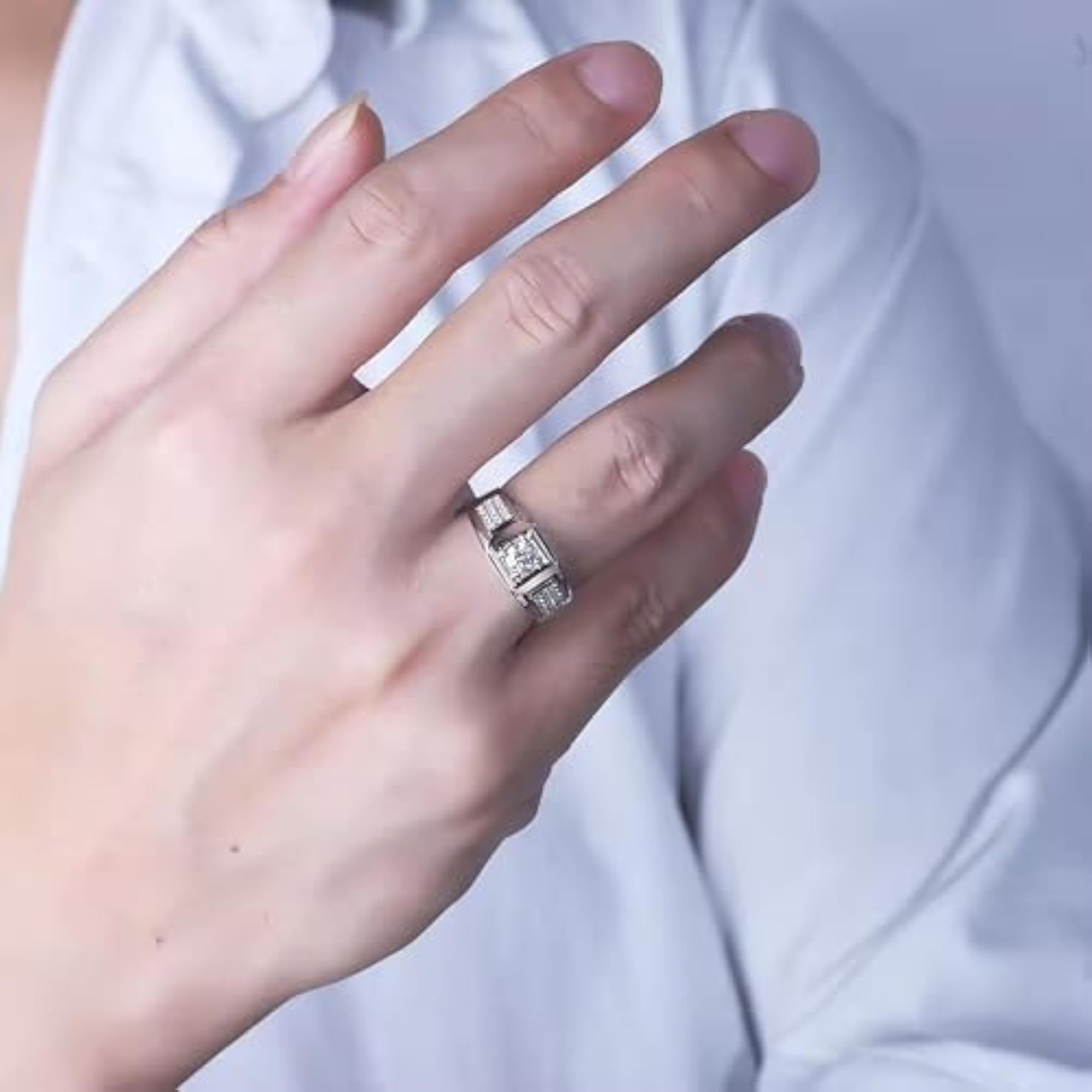 American Diamond Proposal Solitaire Adjustable Ring for Men