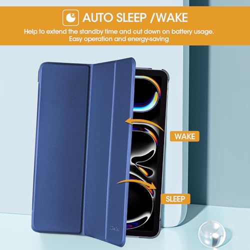 ProCase for iPad Pro 13 Inch Case 2025/2024 (M5/M4), Smart Folio Slim Stand Cover Translucent Hard Shell Back for iPad Pro 13", Auto Sleep/Wake -Dark Blue by ProCase - Image 4