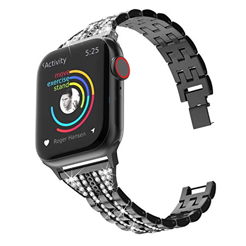 Compatible with Apple Watch Band 38mm 40mm 41mm 42mm 44mm 45mm for Women, CTYBB Rhinestone Metal Jewelry Wristband Strap Replacement for iWatch Bracelet SE Series 7/6/5/4/3/2/1