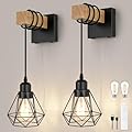 HLILCEH Battery Operated sconces Set of 2 for Bathroom, Dimmable Wall Sconces with Remote Control, Black LED Wireless Wall Lights for Living Room, Hallway, Bedroom(2 Pack)