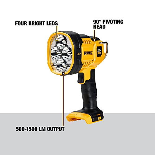 DEWALT 20V MAX LED Work Light, Handheld Spotlight with 508 Yard Distance, Pivoting Head, 1500 Lumens, Cordless, Battery Not Included (DCL043) - Image 9