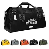 Tacxmotorrad Waterproof Duffel Bag for Men/Women, Roll-top Dry Backpack Duffel Bag with Quick-fixed Straps, Motorcycle Tail Saddle Bag for Motorcycling, Rafting, Boating, Kayaking, Travel, 66L-Black