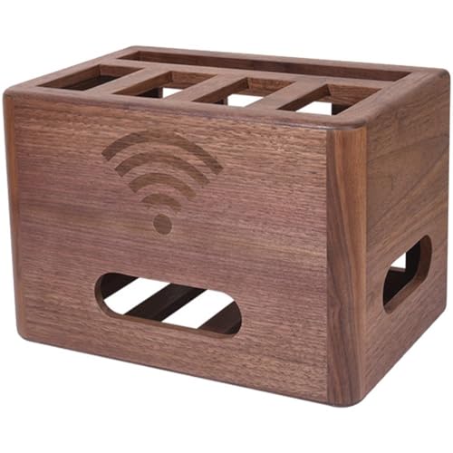 Boîte de rangement de fils en bois à 2 niveaux pour éliminer les nœuds de câbles du hub USB - 2