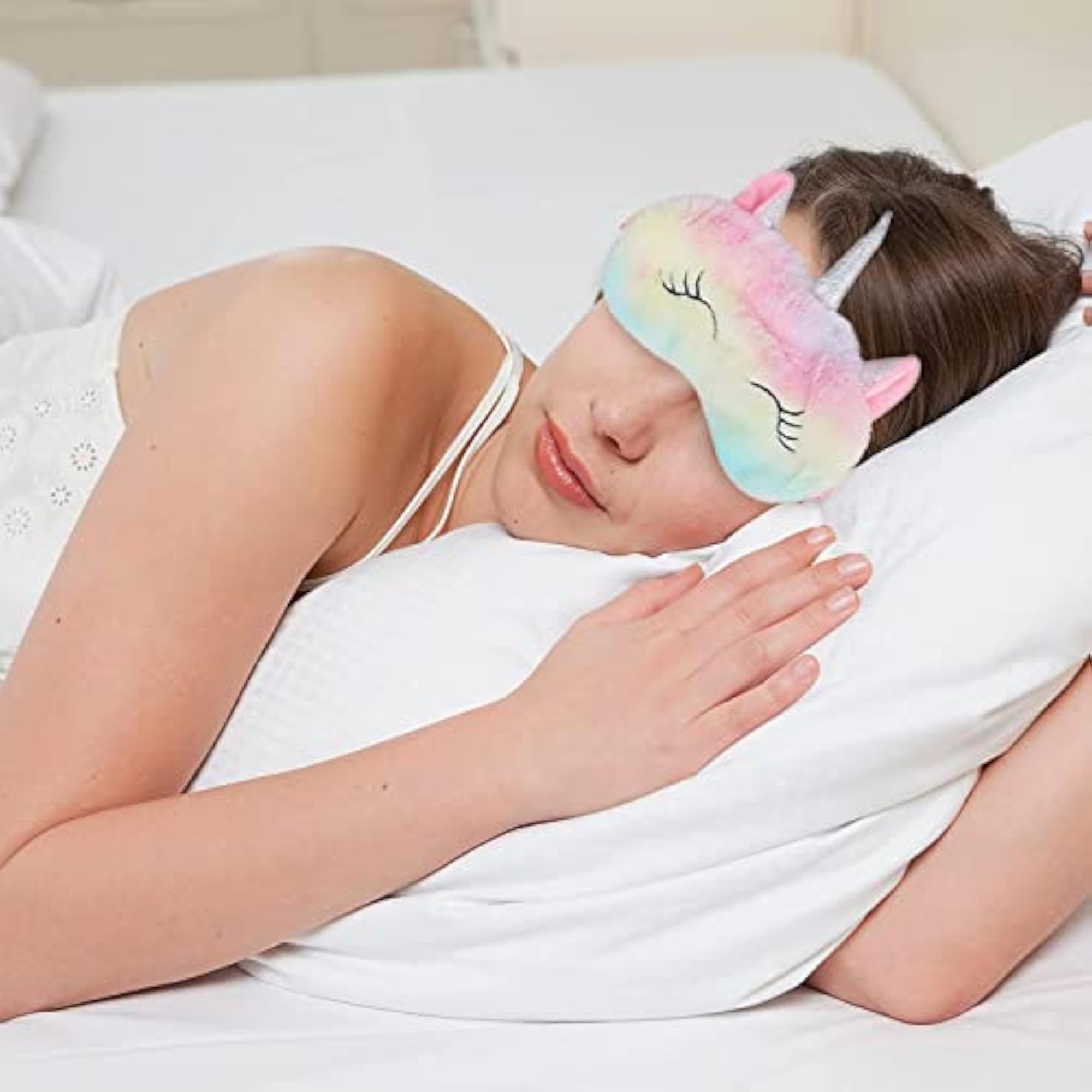 Unicorn Fur Sleeping Mask, Cute Plush Eye Mask Gift