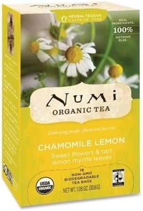 Numi Organic Tea Caffeine Free Chamomile Lemon - 18 Tea Bags, Pack of 4
