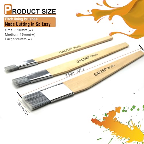 GACDR Slant Lining Fitch Paint Brushes,Pack Of 6 Cutting In Paint Brush Angled for Fast Accurate Detail & Control Hobby & Craft 2 Each of 0.5", 0.75", and 1" 2 GACDR Slant Lining Fitch Paint Brushes,Pack Of 6 Cutting In Paint Brush Angled for Fast Accurate Detail & Control Hobby & Craft 2 Each of 0.5", 0.75", and 1" - Image 2