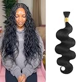 Human Braiding Hair 1 Bundle 100g Body Wave Bulk Human Hair for Braiding No Weft 12A Brazilian Virgin Curly Human Hair Extensions for Boho Braids 100% Remy Human Hair Extensions (16 Inch)