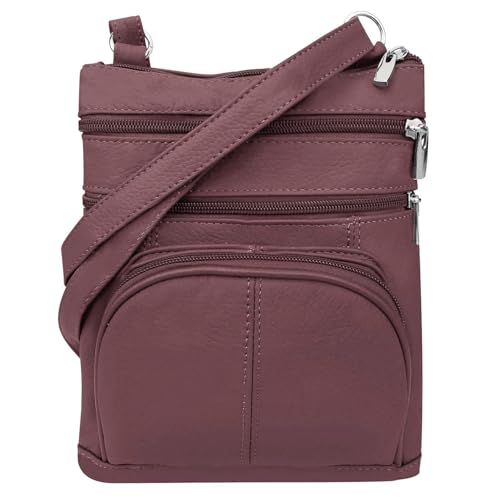 SILVERFEVER Women’s RFID-Blocking Crossbody Shoulder Bag - Top Grain Leather, Adjustable Strap, Multiple Pockets