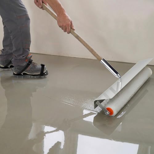 QWORK® Bodenbeschichtung Set, Epoxid Spike Schuhe, Entlüftungsroller 50 cm mit spritzschutz