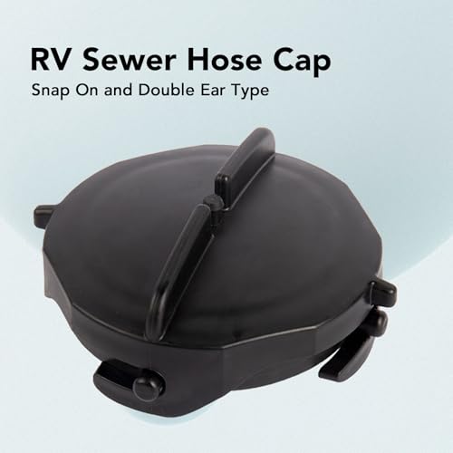 Image of aqxreight 2pcs RV Sewer Cap Leakproof Double Ear Type Anti Aging Plastic Hose Cap Replacement Suitable for RV Sewer System Easy Installation Secure Seal