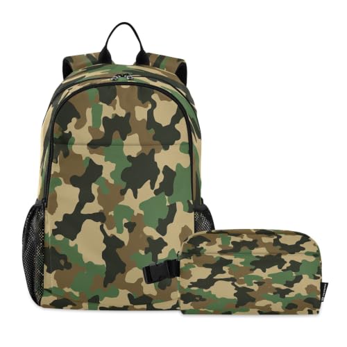 Sac d'école motif camouflage vert abstrait avec sac à lunch garçon voyage