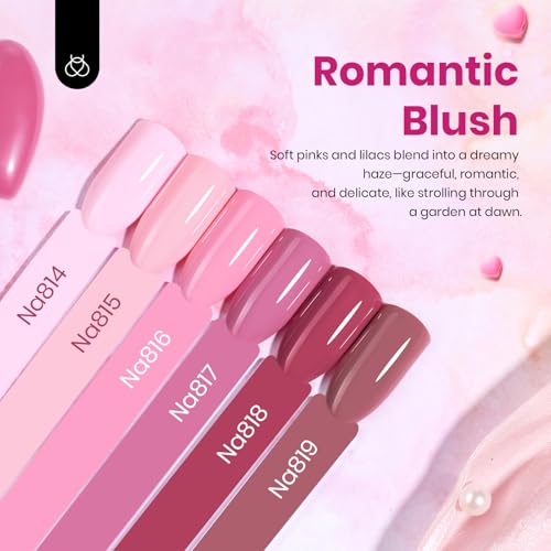 Image of Beetles Summer Gel Polish Set - Romantic Blush 6 Colors Gel Polish Set HEMA-Free, Nude Light Baby Hot Pink Colors Summer Nails, Long Lasting Soak Off UV LED Nail Lamp