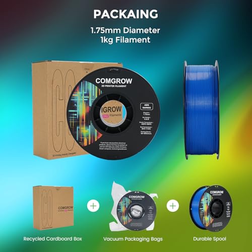 Image of Comgrow ABS 3D Printer Filament 1.75mm, Heat Resistant 3D Printing Filament 1.75mm, Strong and Durable, Dimensional Accuracy + /- 0.02mm Blue