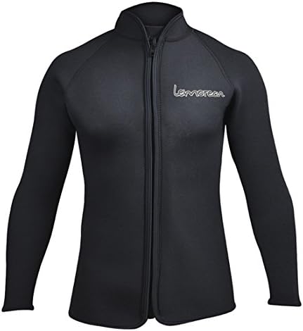 Lemorecn Adult’s 3mm Wetsuits Jacket Long Sleeve Neoprene Wetsuits Top(2031blackS)